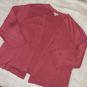 J. Jill Womens 2X Organic Cotton Cardigan Sweater 3/4 Sleeve Pink Gently Worn